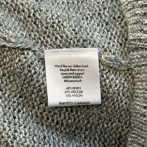 Eileen Fisher Karma Sweater M Silver Gray Metallic Italian Linen Blend Coastal - Picture 11 of 12